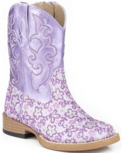 Roper Infant's Floral Glitter Square Toe Western Boots
