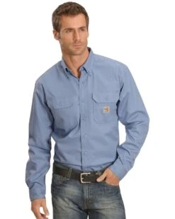 Carhartt Men's FR Solid Long Sleeve Button-Down Work Shirt