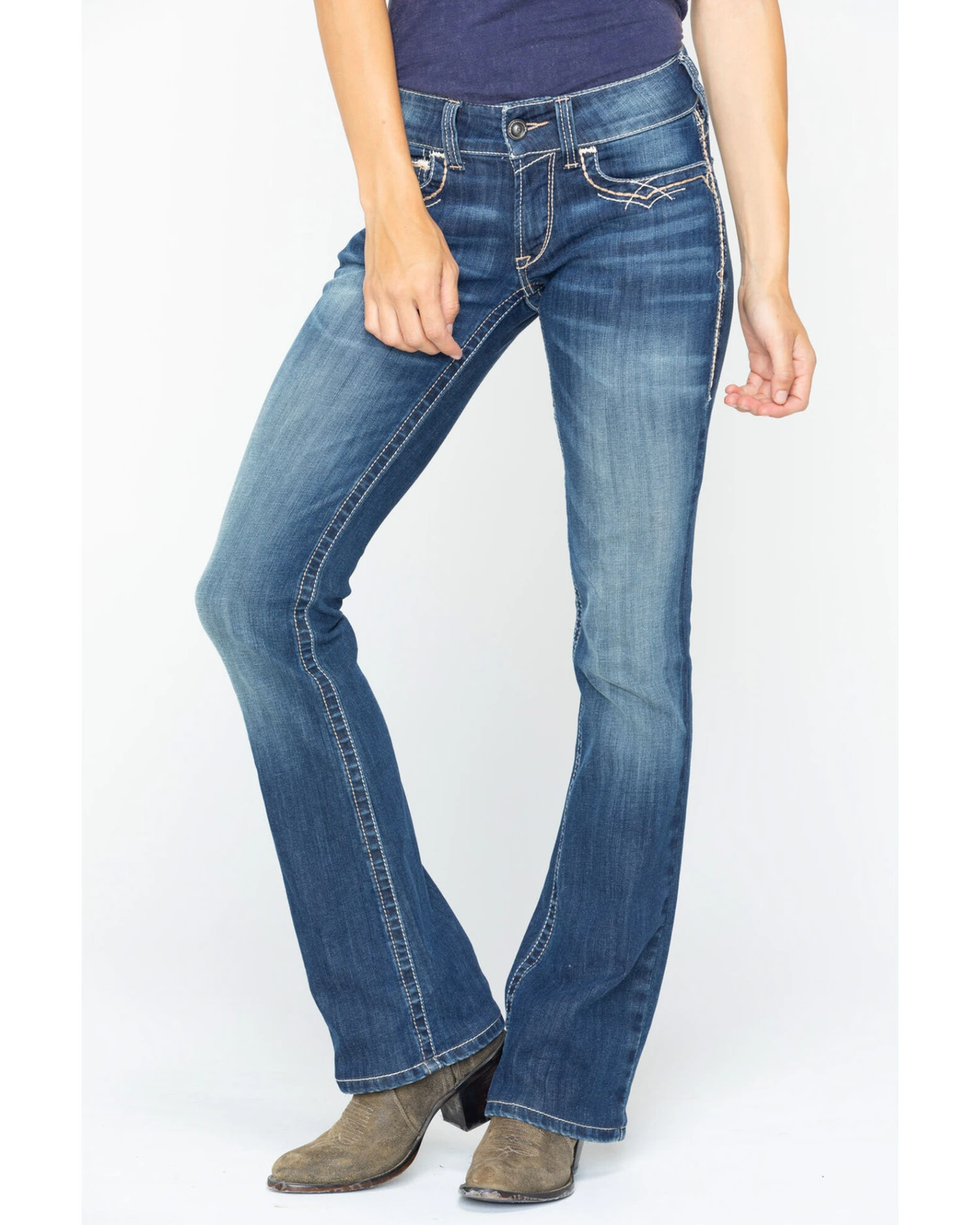 Ariat Women's R.E.A.L Mid Rise Entwined Bootcut Jeans - Image 6