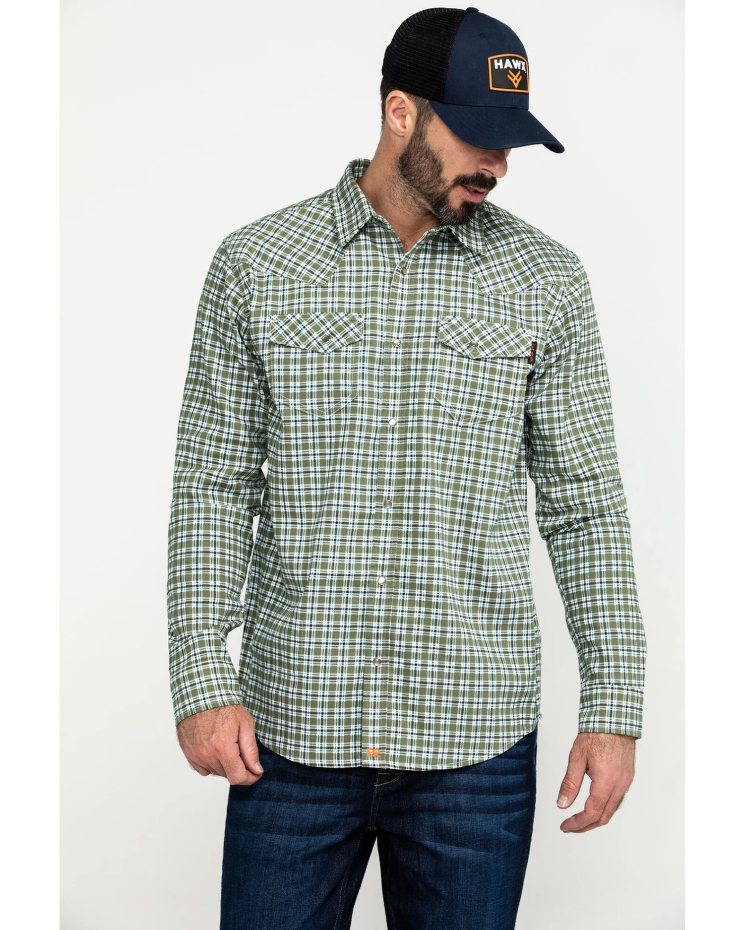 Cody James Men's FR Woven Plaid Print Long Sleeve Button Down Work ShirtÂ