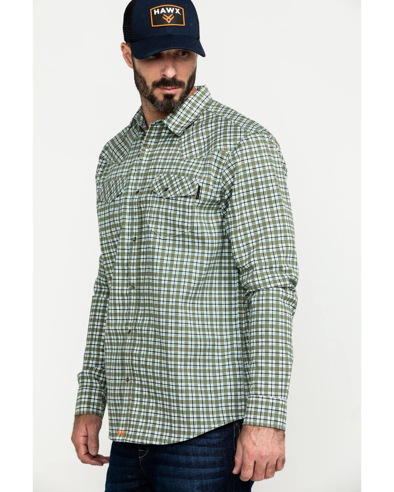 Cody James Men's FR Woven Plaid Print Long Sleeve Button Down Work Shirt - Image 3