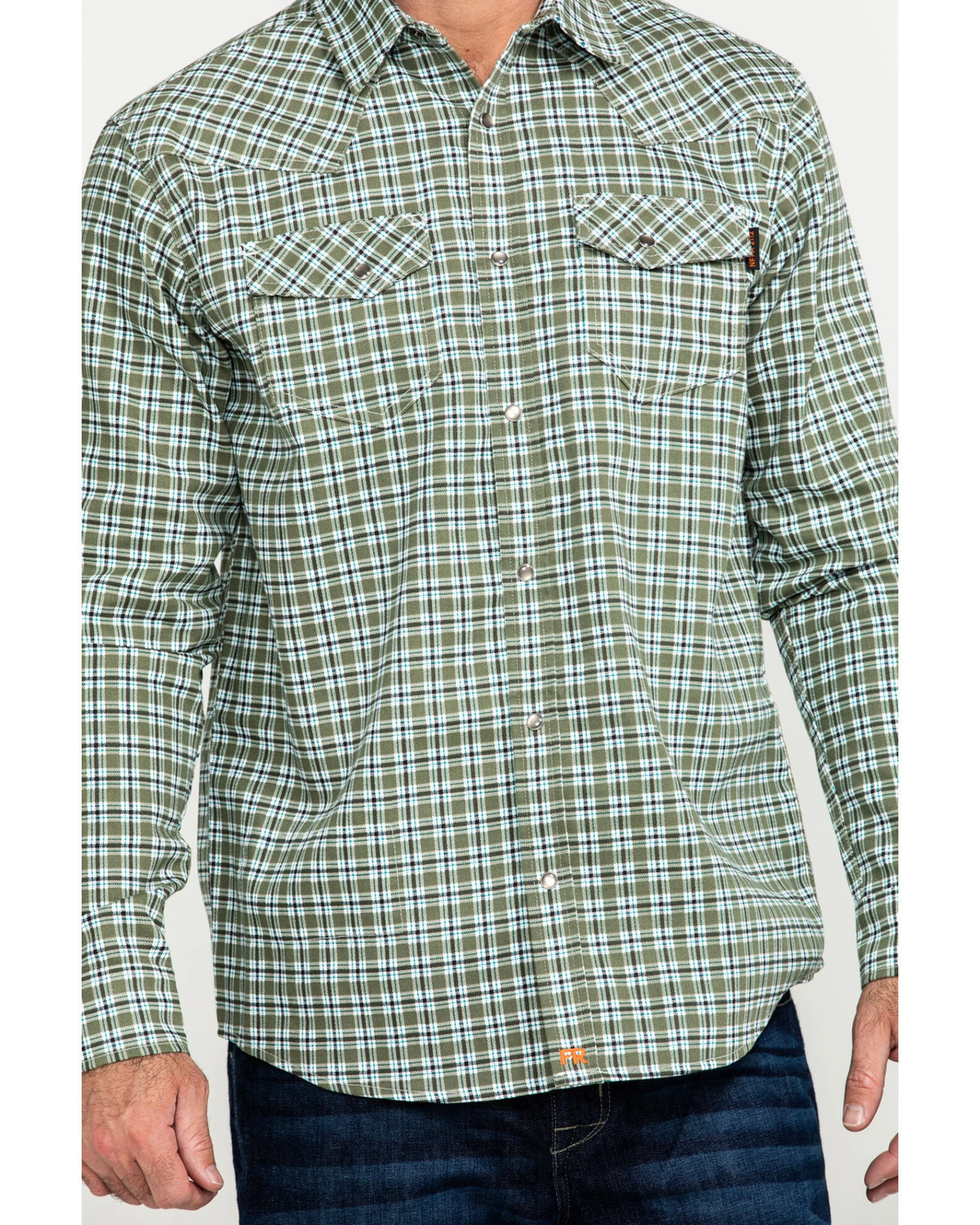 Cody James Men's FR Woven Plaid Print Long Sleeve Button Down Work Shirt - Image 4