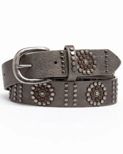 Shyanne Women's Floral Studded Pewter Belt