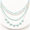 Prime Time Jewelry Women's Turquoise & Silver Layered Necklace Set