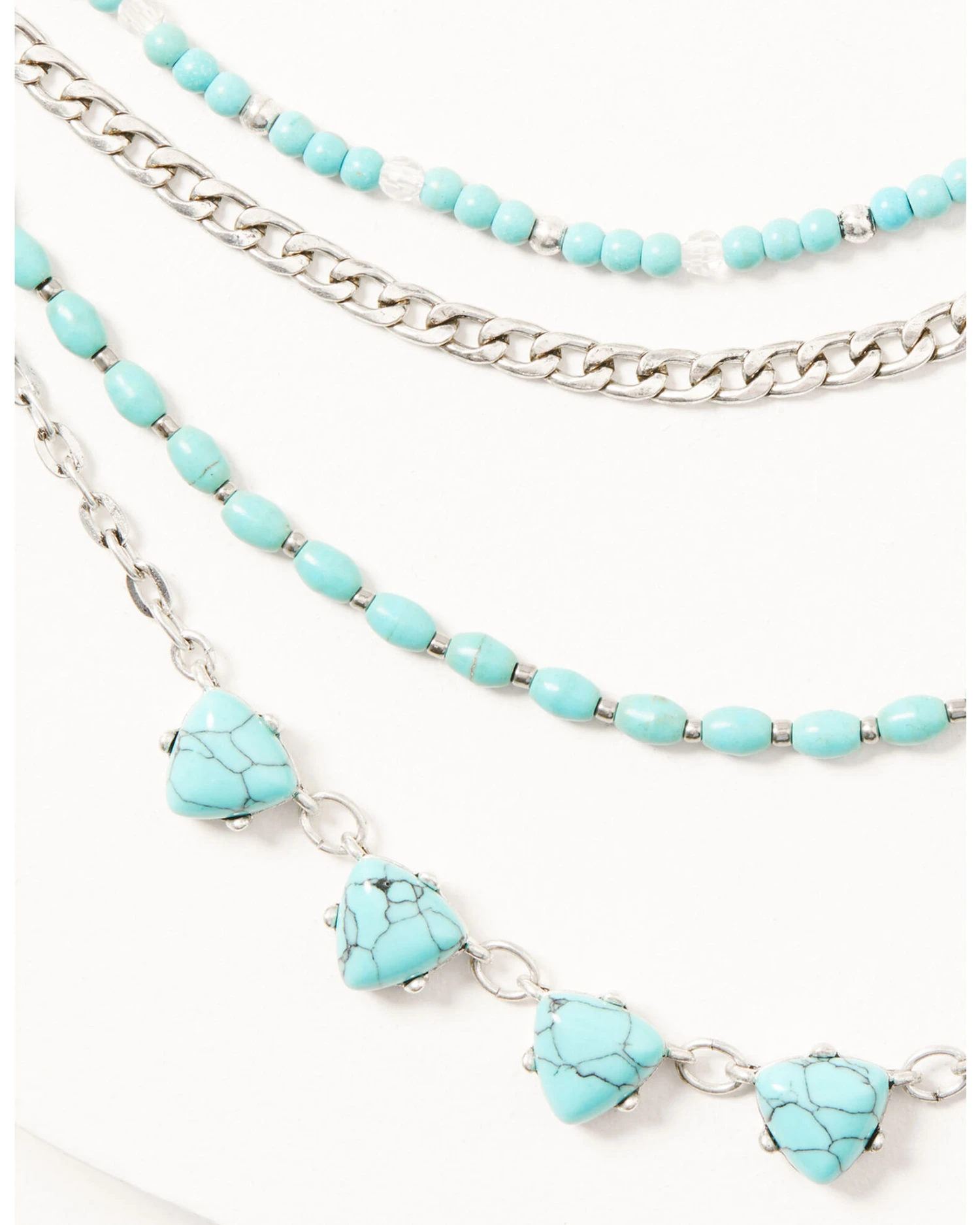 Prime Time Jewelry Women's Turquoise & Silver Layered Necklace Set - Image 2