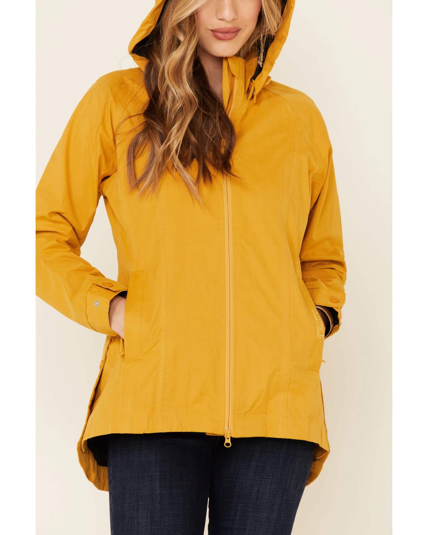 Outback Trading Co. Women's Solid Mustard Brookside Hooded Zip-Front Rain Jacket - Image 3