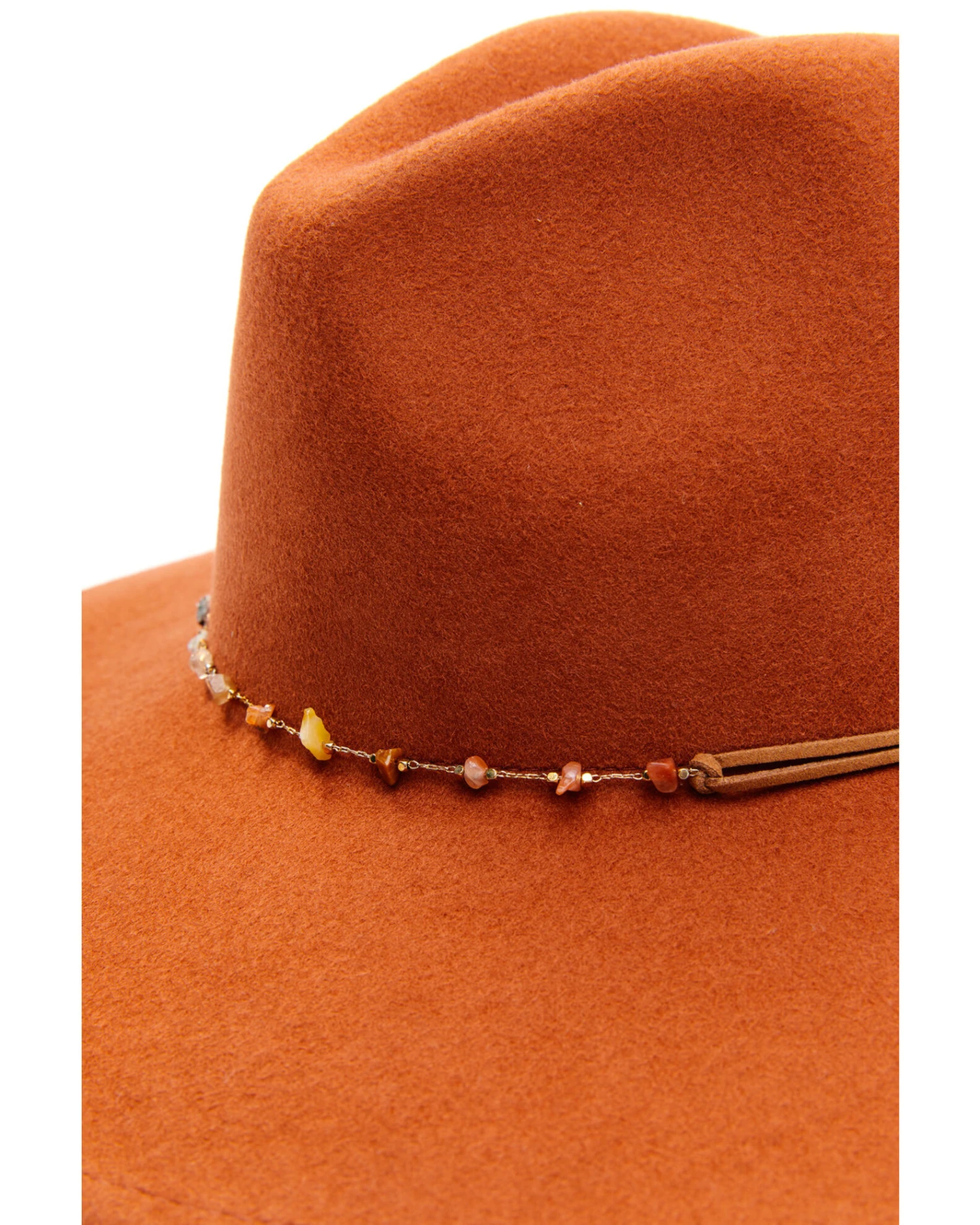 Shyanne Women's Rust Copper Beaded Rust Band Wool Felt Western Fedora Hat - Image 2