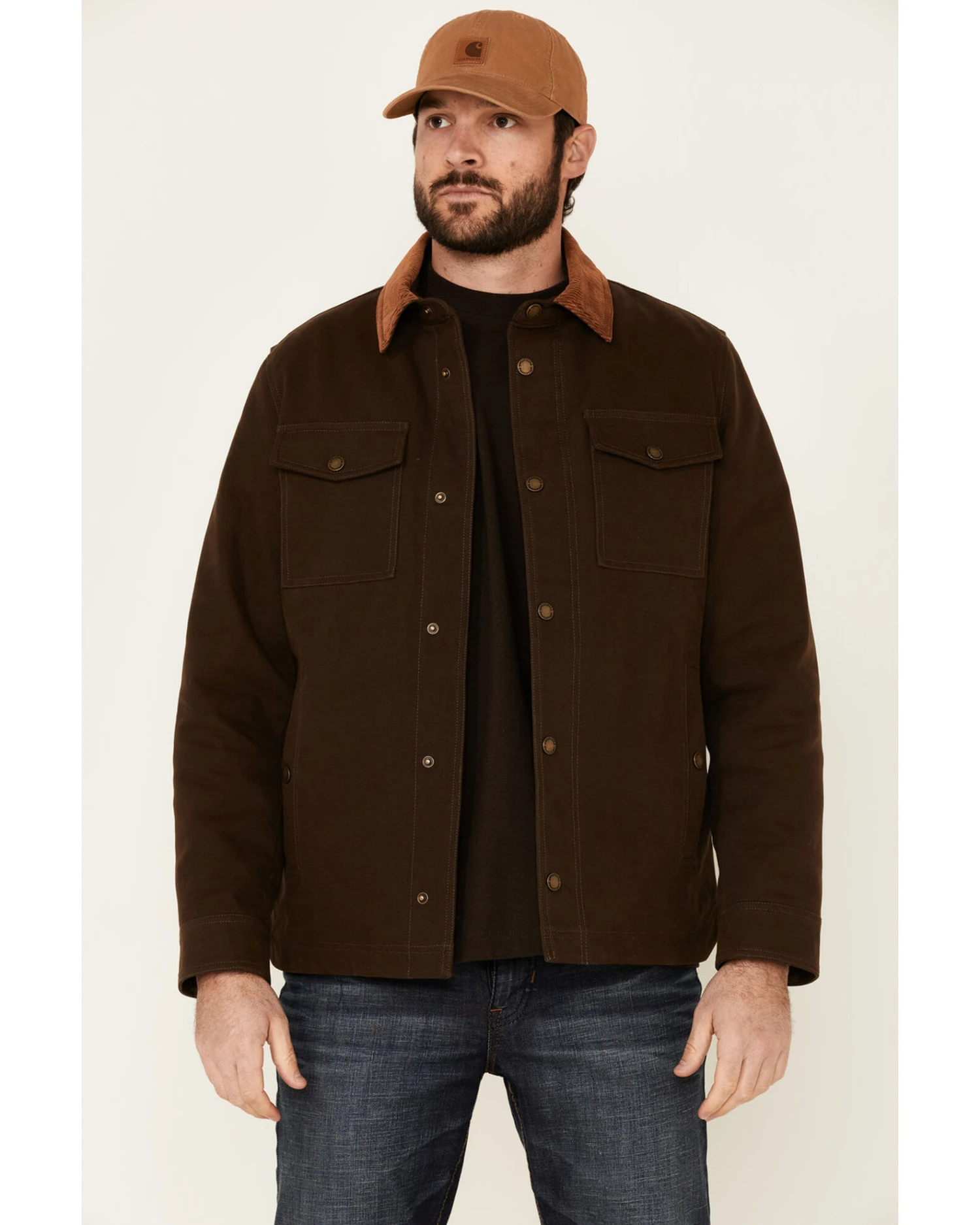 Pendleton Men's Solid Olive Canvas Snap-Down Shirt Jacket