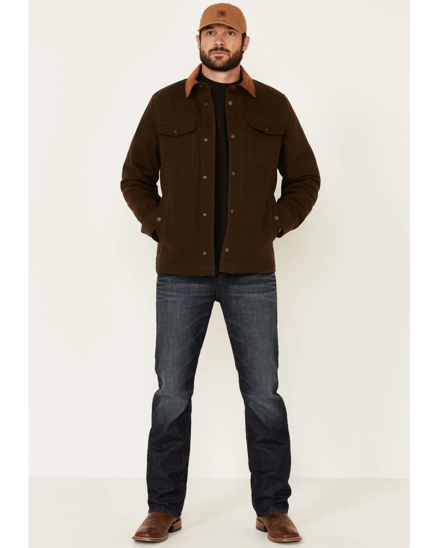 Pendleton Men's Solid Olive Canvas Snap-Down Shirt Jacket - Image 2