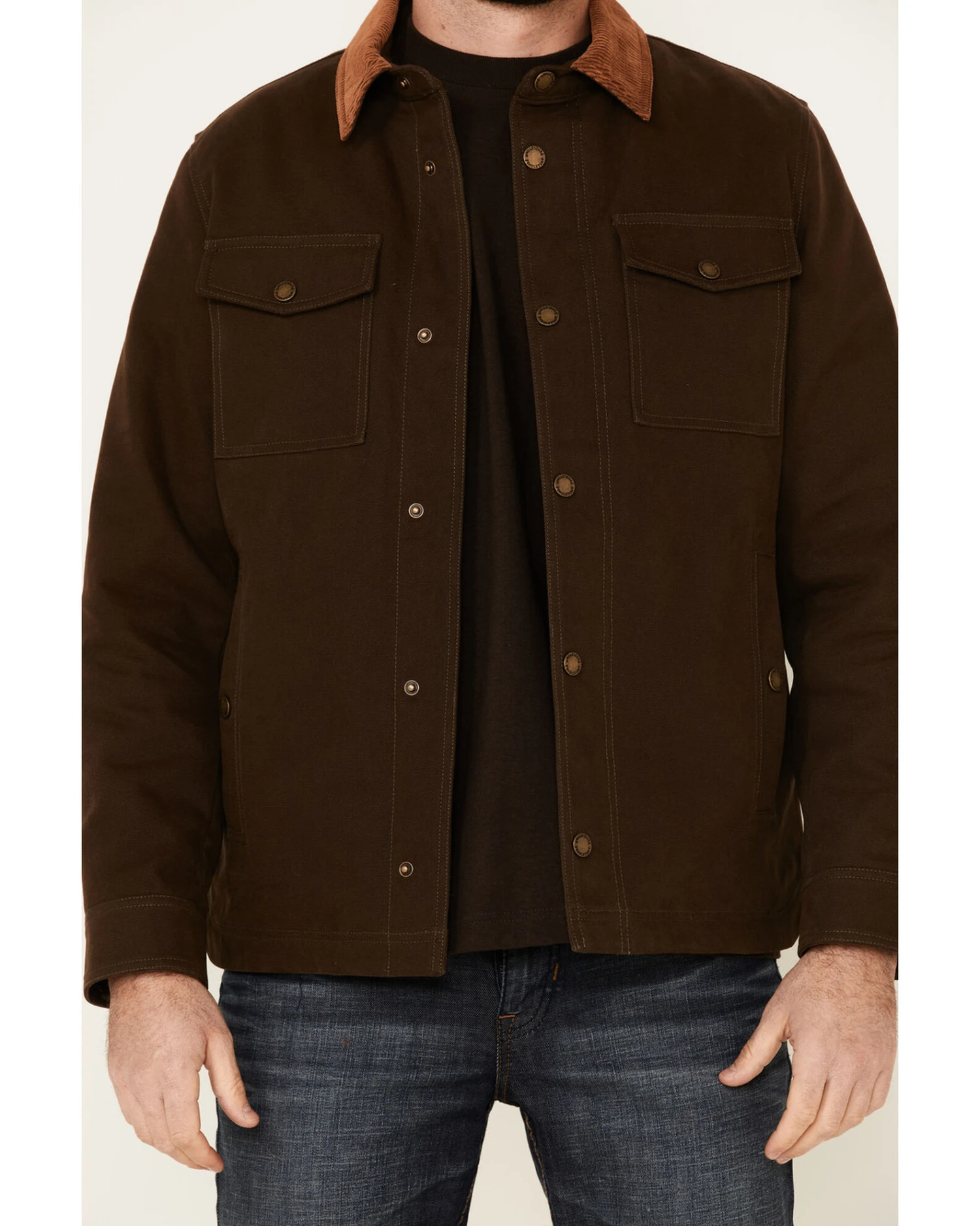 Pendleton Men's Solid Olive Canvas Snap-Down Shirt Jacket - Image 3