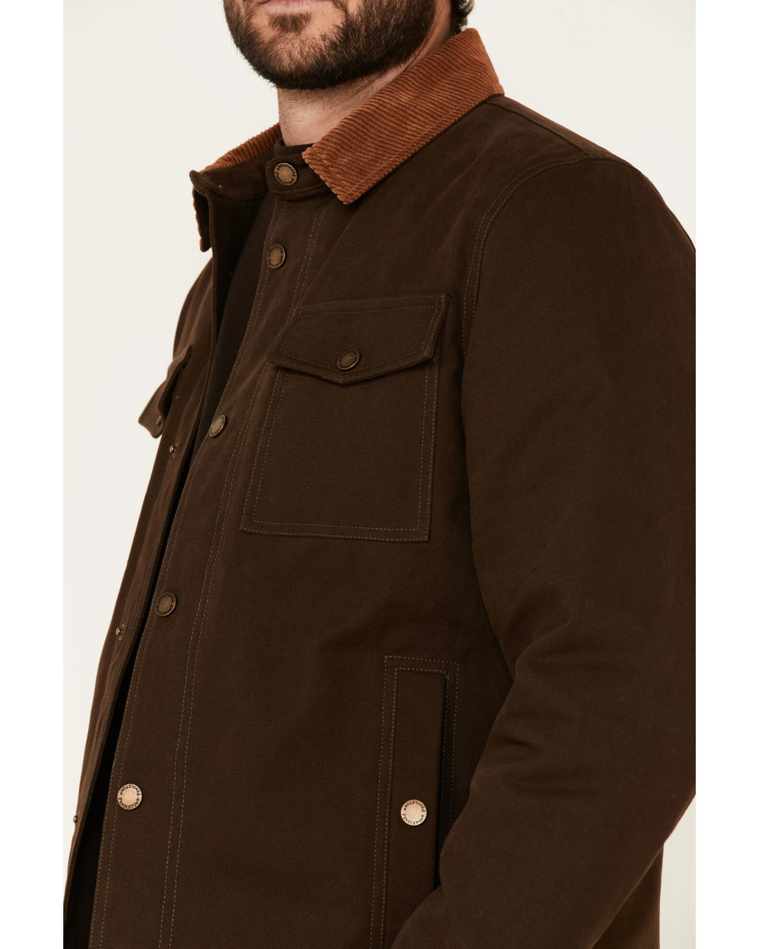 Pendleton Men's Solid Olive Canvas Snap-Down Shirt Jacket - Image 4