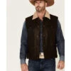 Cripple Creek Men's Mocha Lightweight Buffalo Nappa Snap-Front Leather Vest 