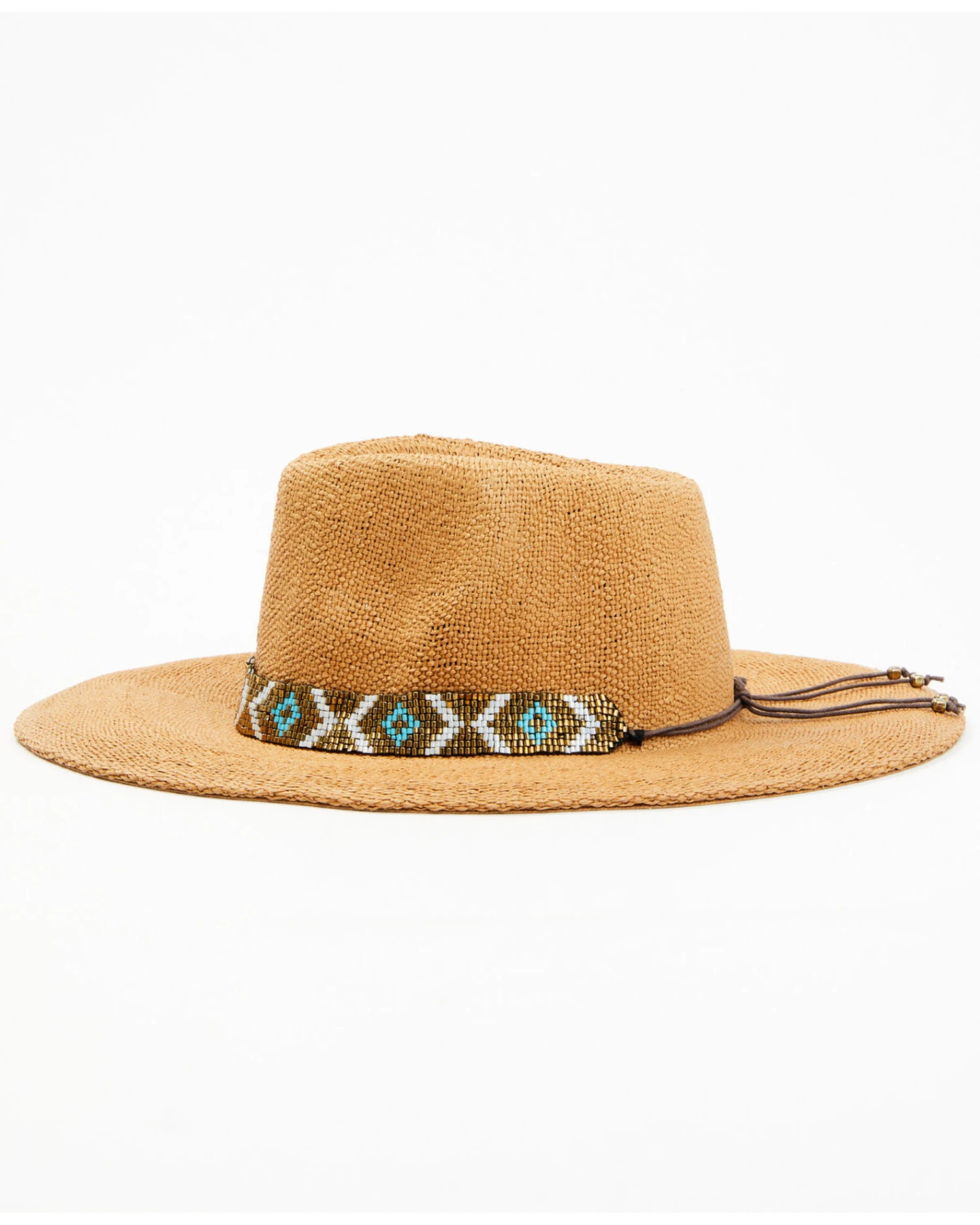 Nikki Beach Women's Beaded Trim Band Toyo Straw Rancher Hat - Image 3