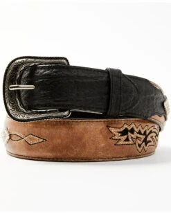 Moonshine Spirit Men's Embroidered Diamond Concho Leather Western Belt 