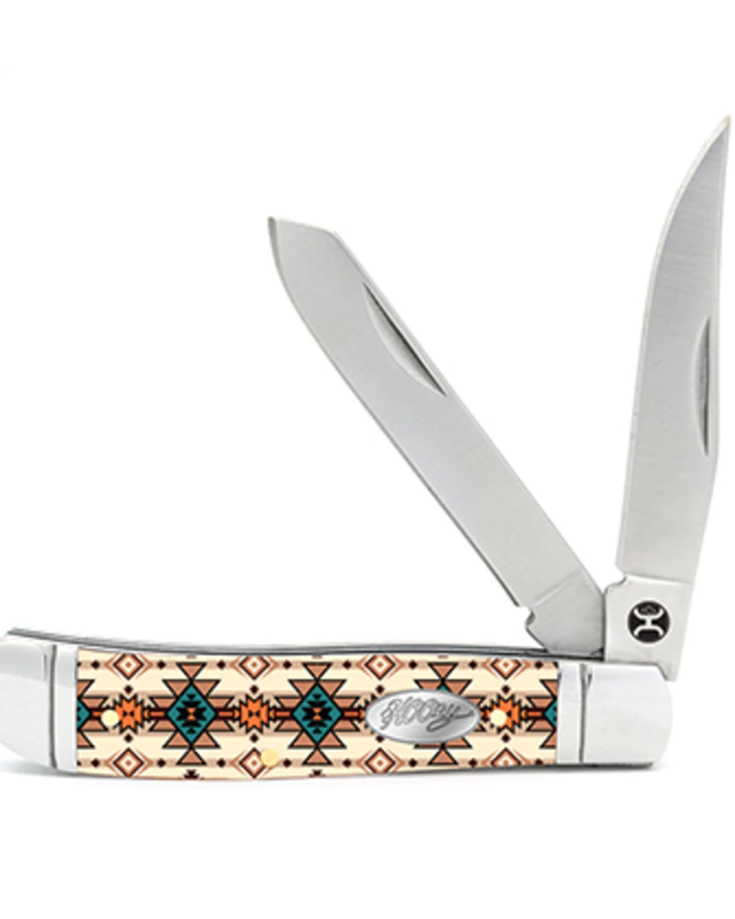HOOey Monterey Multi Southwestern Print Large Trapper Knife
