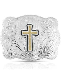 Montana Silversmiths Women's Simple Scalloped Silver Golden Faith Buckle