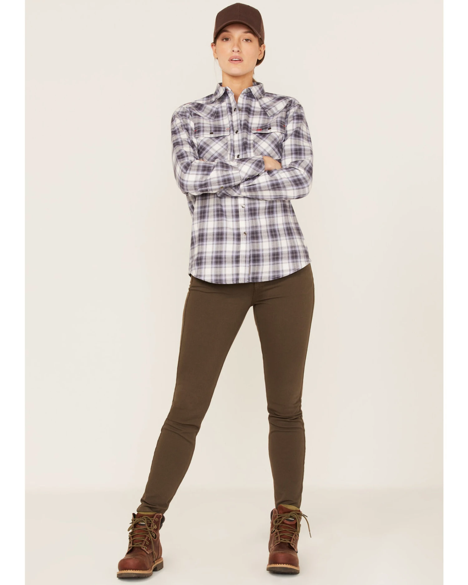 Ariat Women's FR Whitney Plaid Print Long Sleeve Snap Work Shirt - Image 2