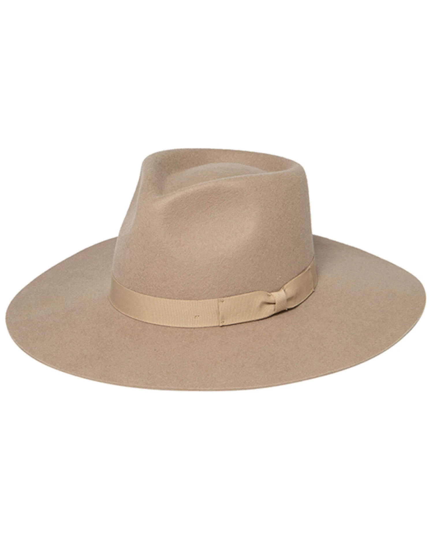 Shyanne Women's Beige Stiff Brim Grossgrain Wool Felt Fedora HatÂ