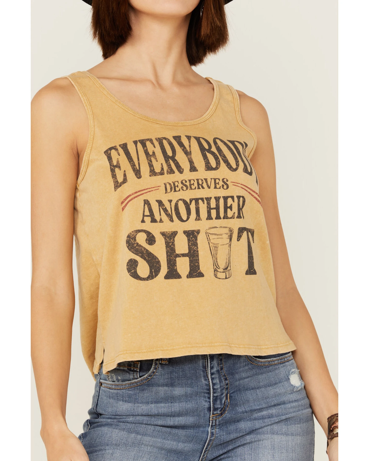 Cleo + Wolf Women's Everybody Deserves Another Shot Gold Graphic Tank - Image 2