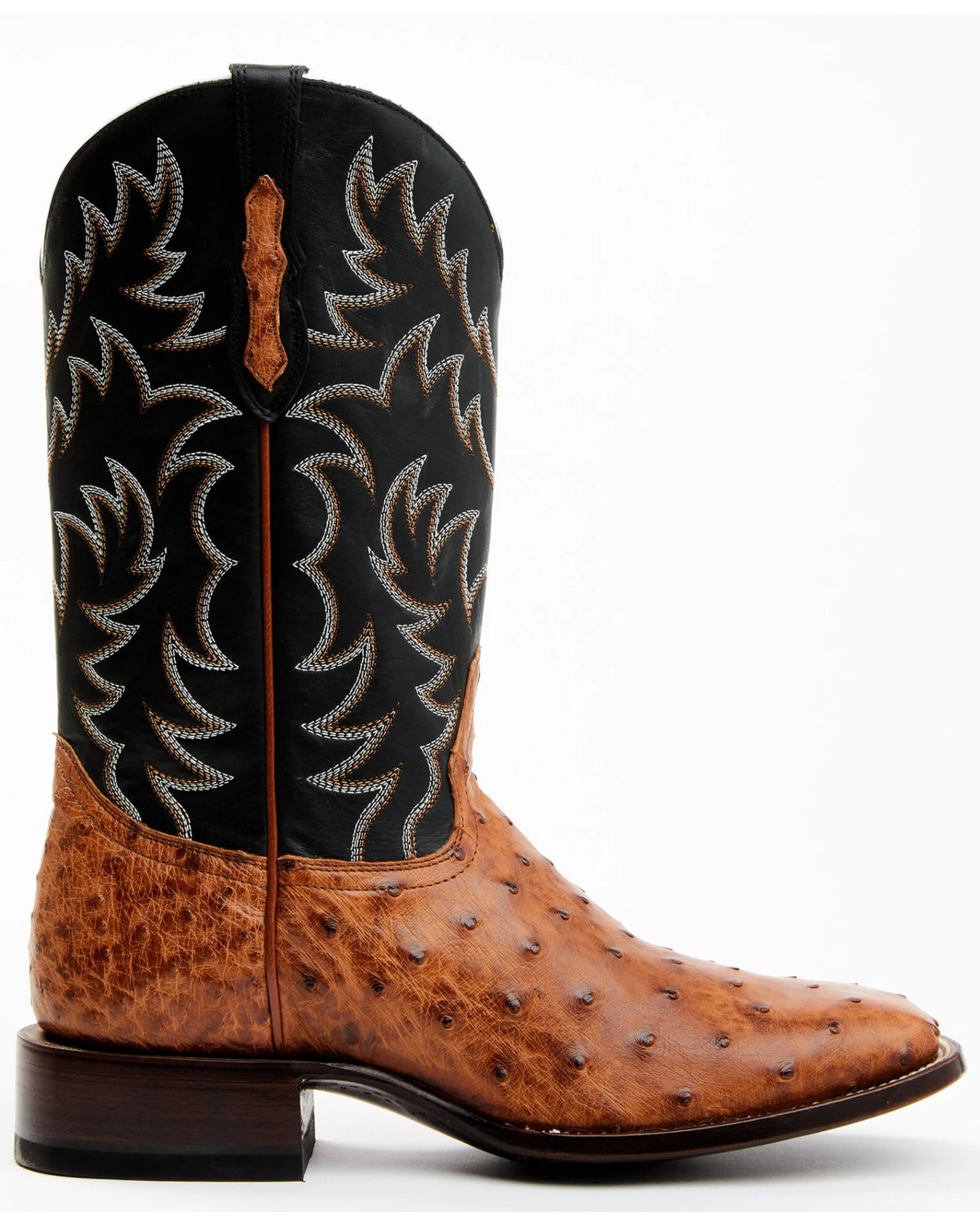 Cody James Men's Full Quill Cognac Ostrich Exotic Western Boots - Broad Square Toe - Image 2