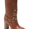 Free People Women's Dakota Heel Studded Leather Western Boots - Pointed Toe 