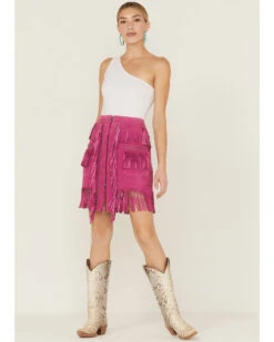 Double D Ranch Women's Chaperros Fringe Suede Skirt