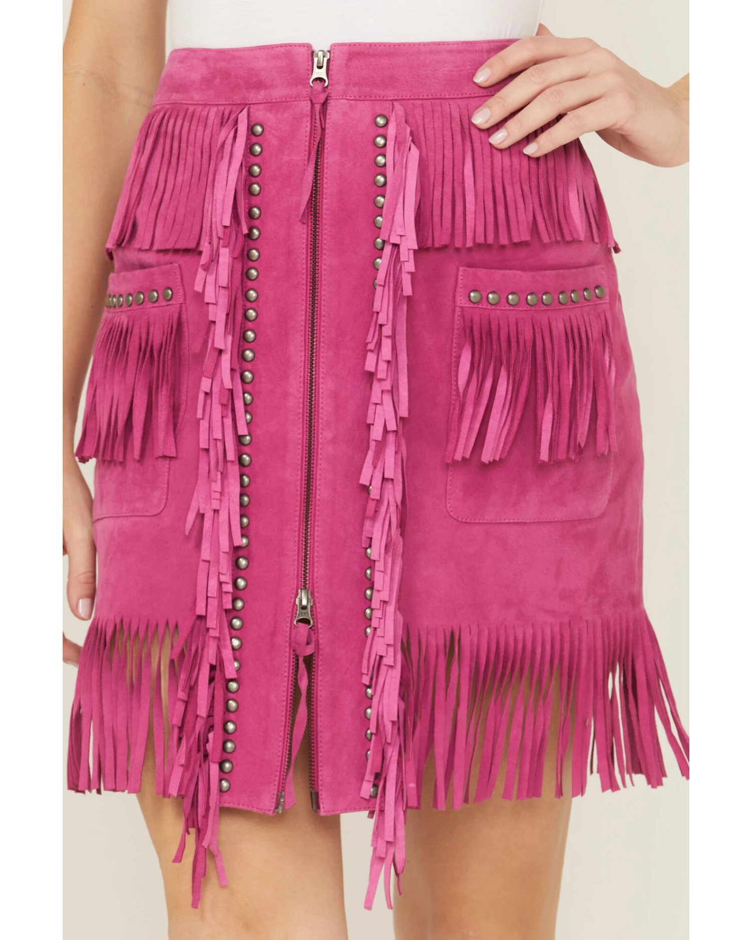 Double D Ranch Women's Chaperros Fringe Suede Skirt - Image 2