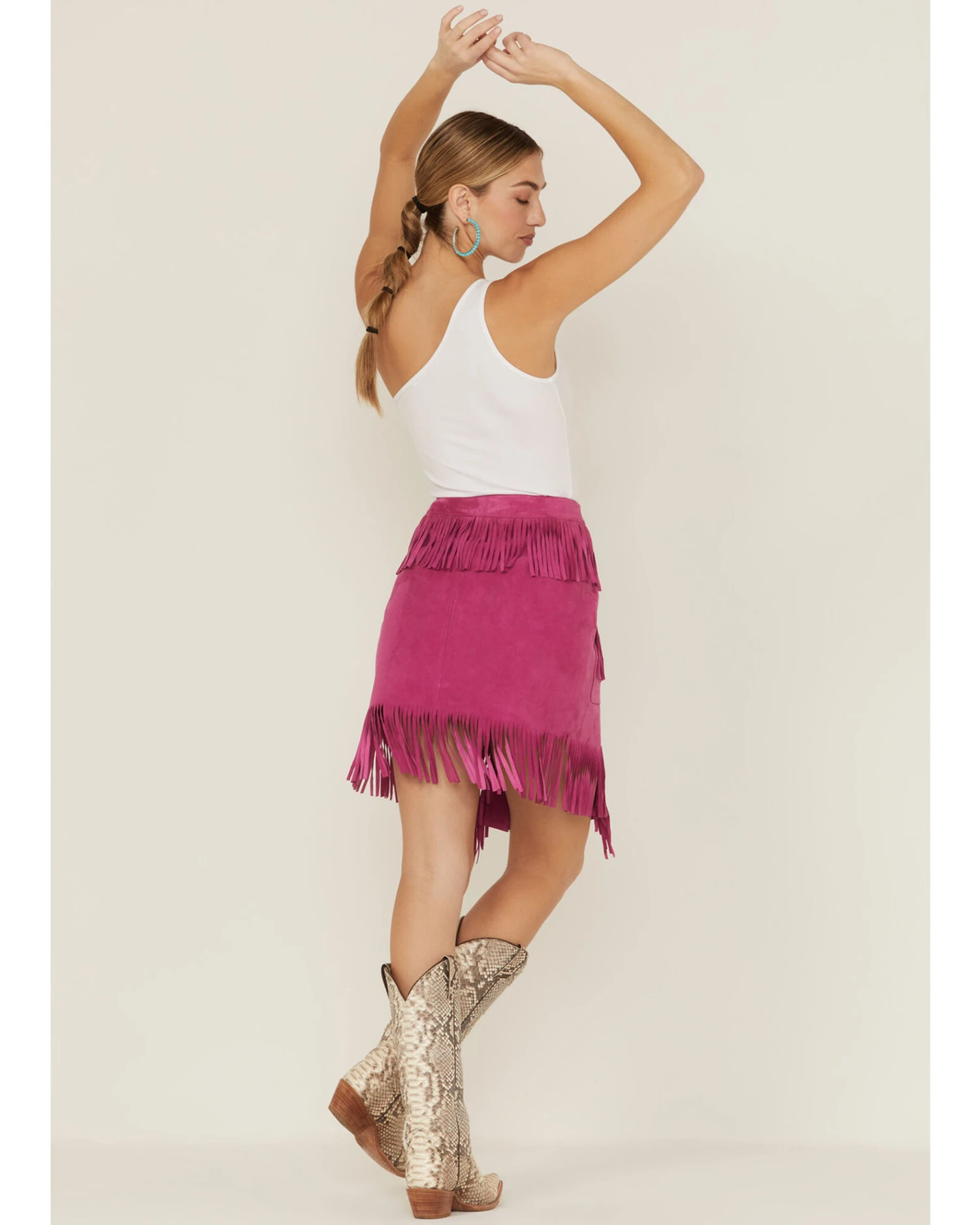 Double D Ranch Women's Chaperros Fringe Suede Skirt - Image 3