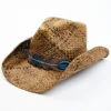 Shyanne Women's Plumazles Brown Leaf Band Raffia Straw Western Hat 