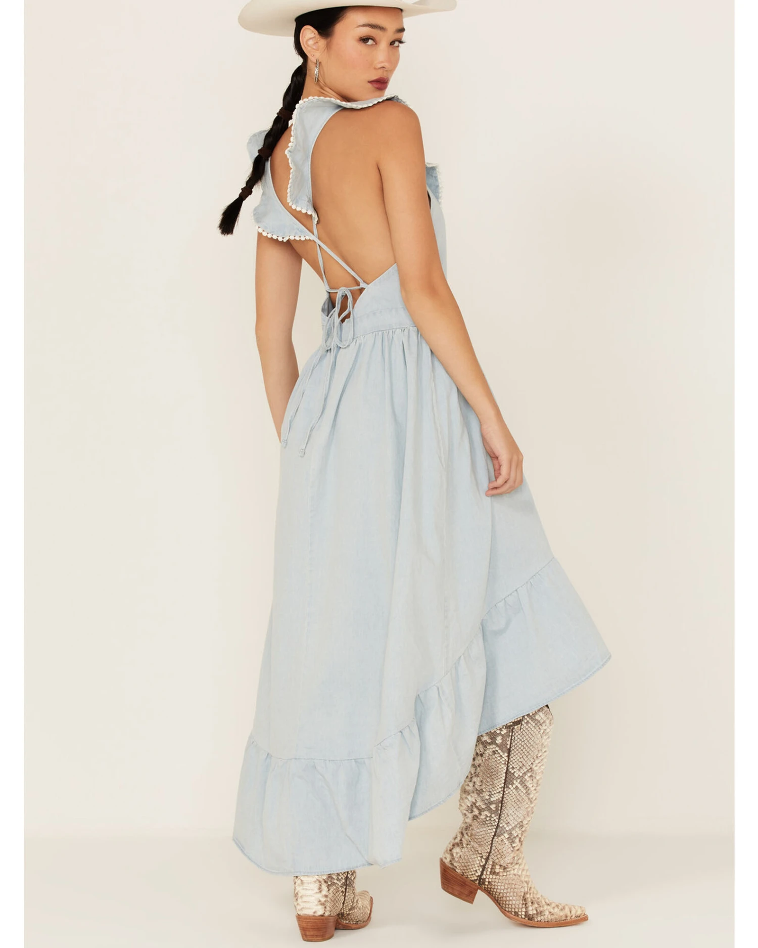 Molly Bracken Women's Ruffle Trim Cross Back Maxi Dress - Image 4