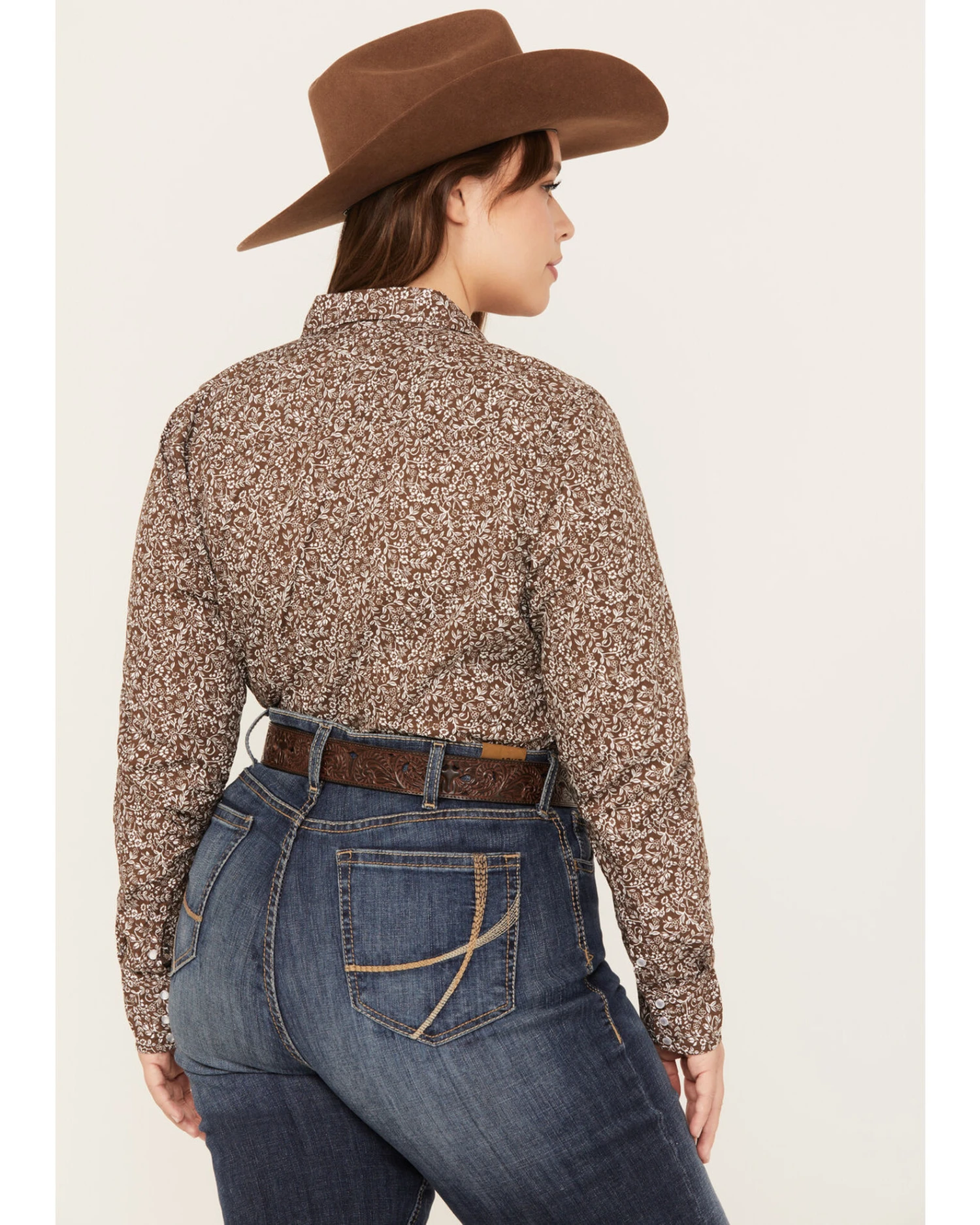 Roper Women's Floral Print Long Sleeve Pearl Snap Western Shirt - Plus - Image 4