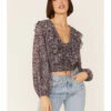 Lush Women's Floral Cinch Front Top