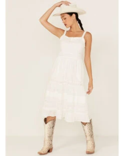 Skies Are Blue Women's Crochet Sleeveless Midi Dress