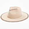 Shyanne Women's Bone Embroidered Edge Fedora Hat