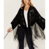 Idyllwind Women's Velvet Floral Fringe Kimono
