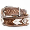 Double J Saddlery Men's Vintage Tooled Rawhide Belt