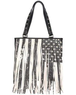 Montana West Women's American Flag Fringe Concealed Carry Tote Bag