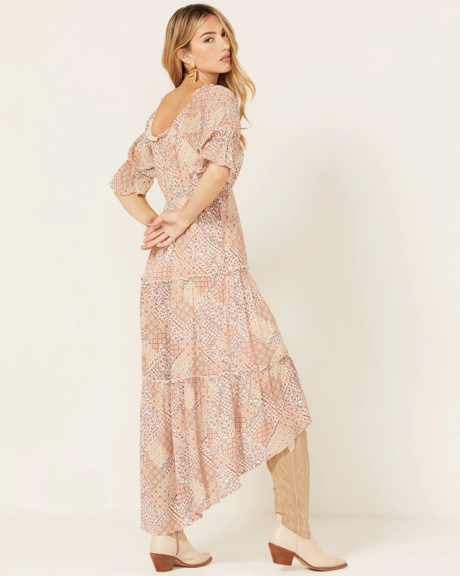 Wild Moss Women's Patchwork Floral Paisley Print Dress - Image 4