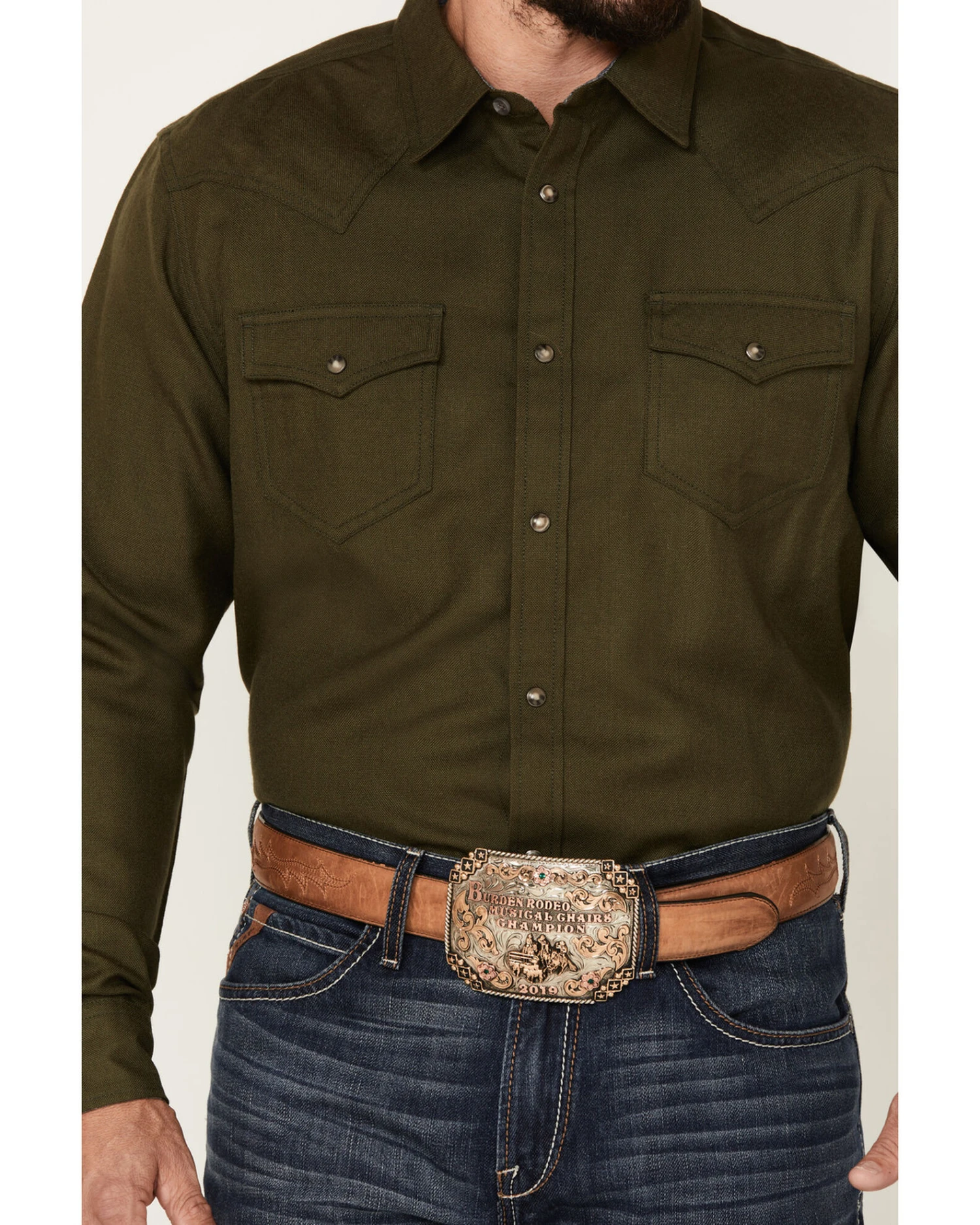Cody James Men's Wooly Mammoth Solid Long Sleeve Snap Western Shirt - Image 3