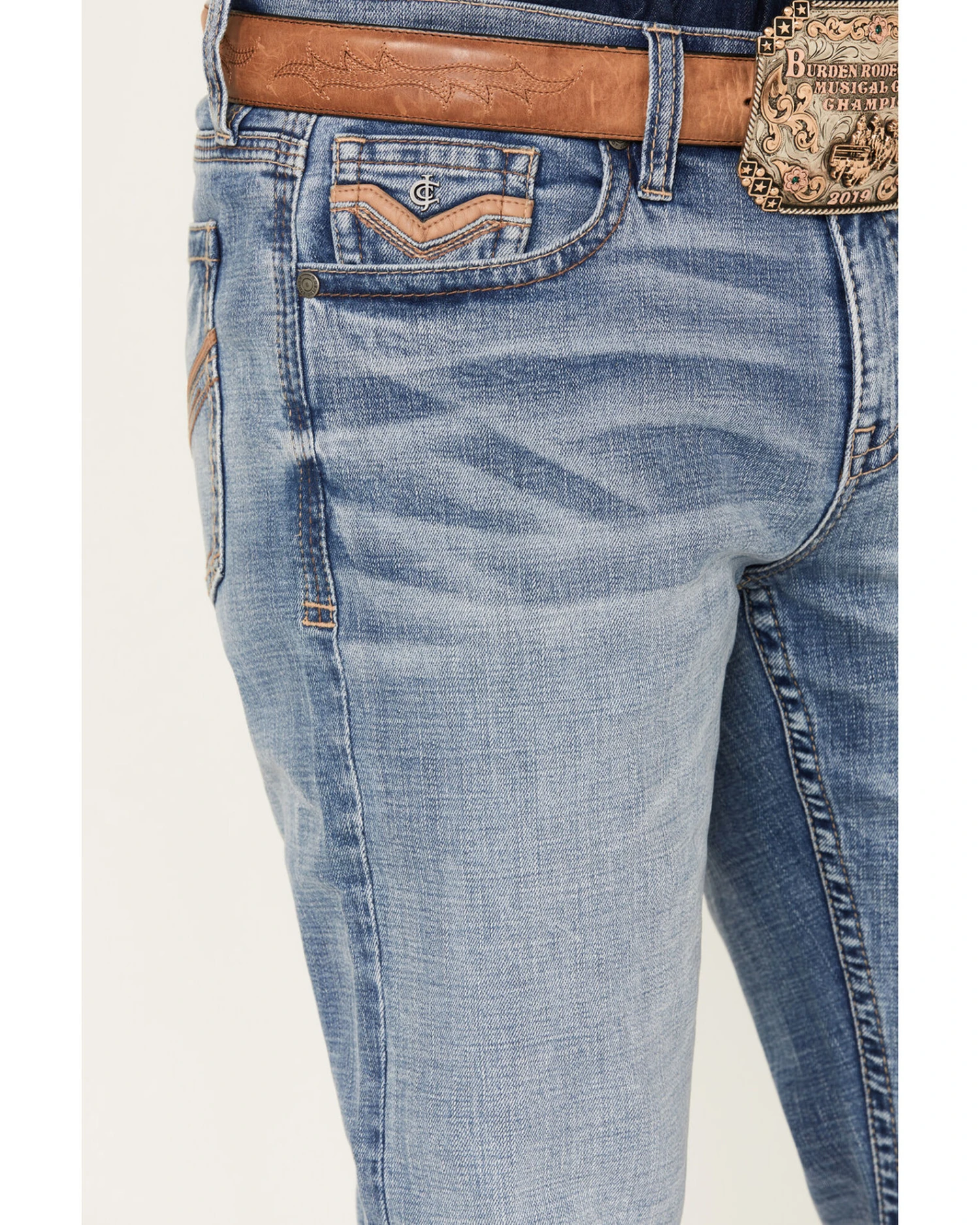 Cody James Men's Dodge City Light Wash Relaxed Boot Stretch Denim Jeans - Image 2