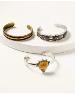 Shyanne Women's Silver & Gold 3-piece Cuff Bracelet Set 