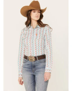 Cinch Women's Southwestern Print Long Sleeve Button Down Western Shirt