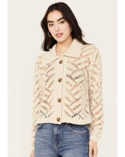 Cleo + Wolf Women's Cropped Boxy Cardigan