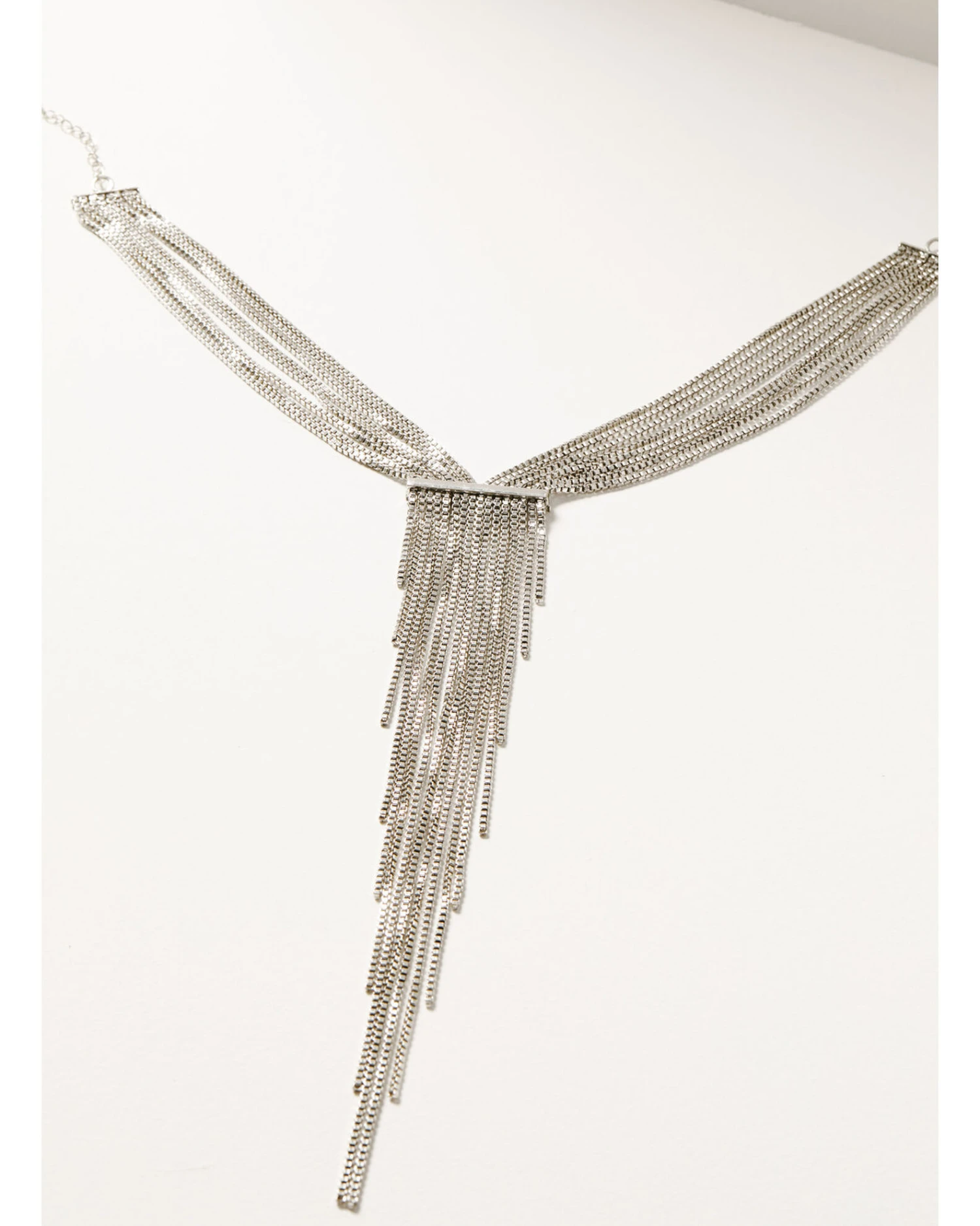 Wonderwest Women's Silver Fringe Statement Necklace - Image 2