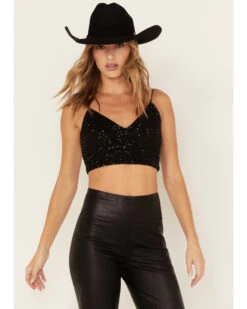 Sadie & Sage Women's La Vie Sequin Cami Crop Top