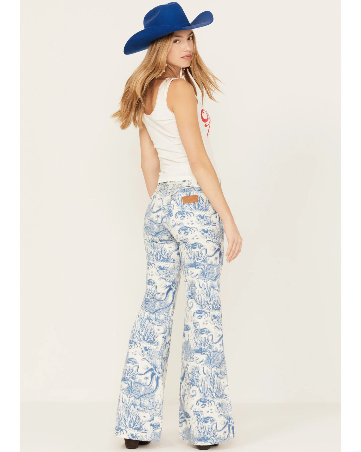 Wrangler Women's High Rise Nautical Print Wanderer Flare Jeans - Image 3