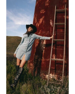 Wrangler Retro Women's Light Wash Denim Shirt Dress