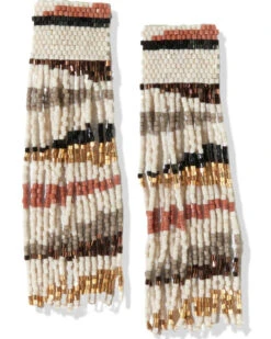 Ink + Alloy Long Luxe Side Angle Multicolored Beaded Fringe Earrings 
