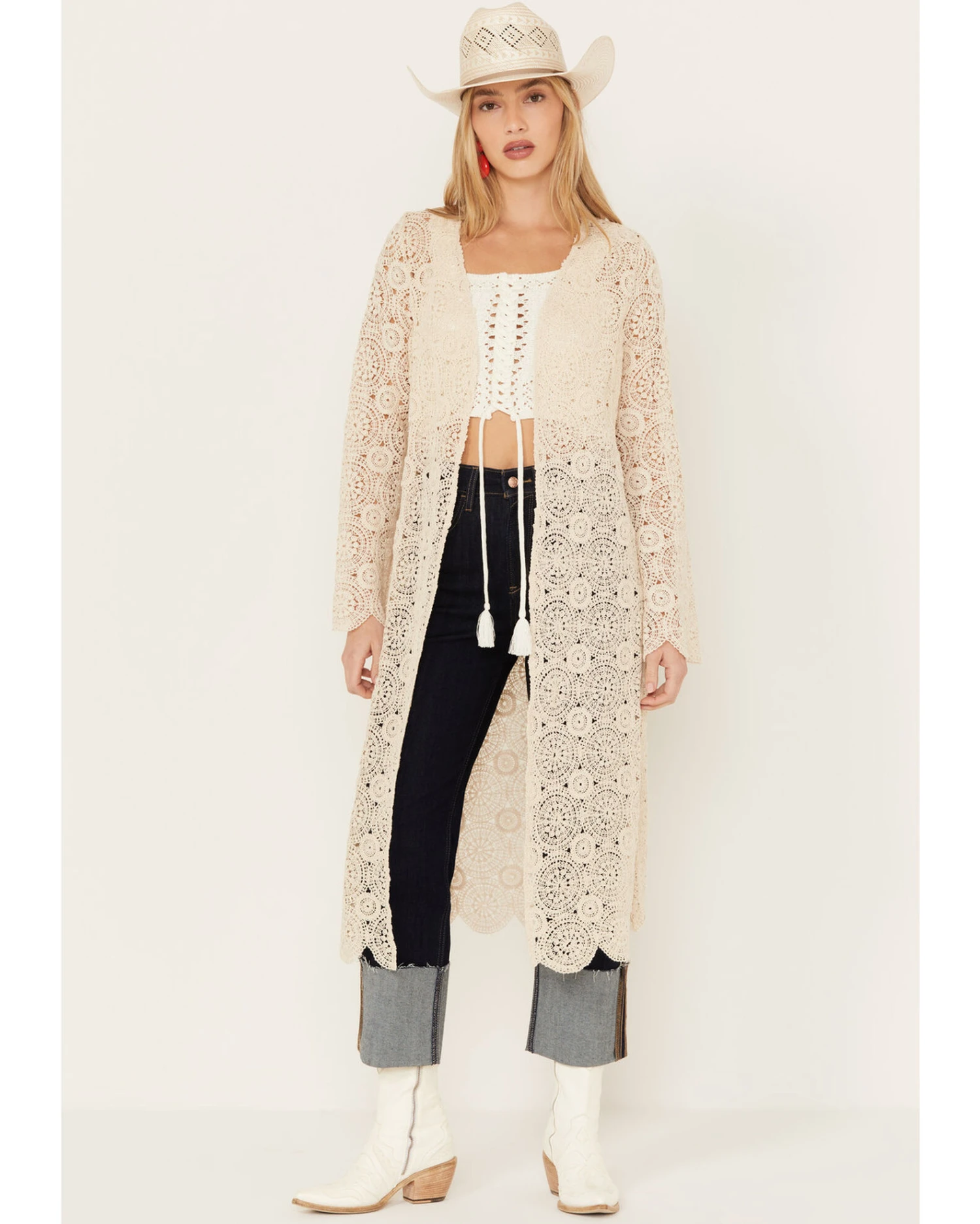 Miss Me Women's Crochet Long Sleeve Duster - Image 2