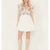 Free People Women's Rambling Roads Mini Short Sleeve Embroidered Dress